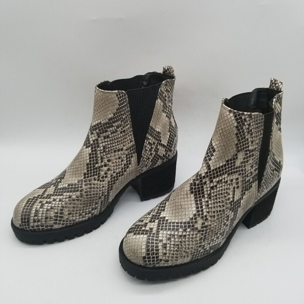 Mia Womens Jody GS875004S Biege Brown Snake Print Chelsea Boots Size 8 - Picture 4 of 9